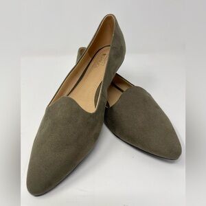 Market & Spruce Green Suede Flats Slip On Womens Size 8.5